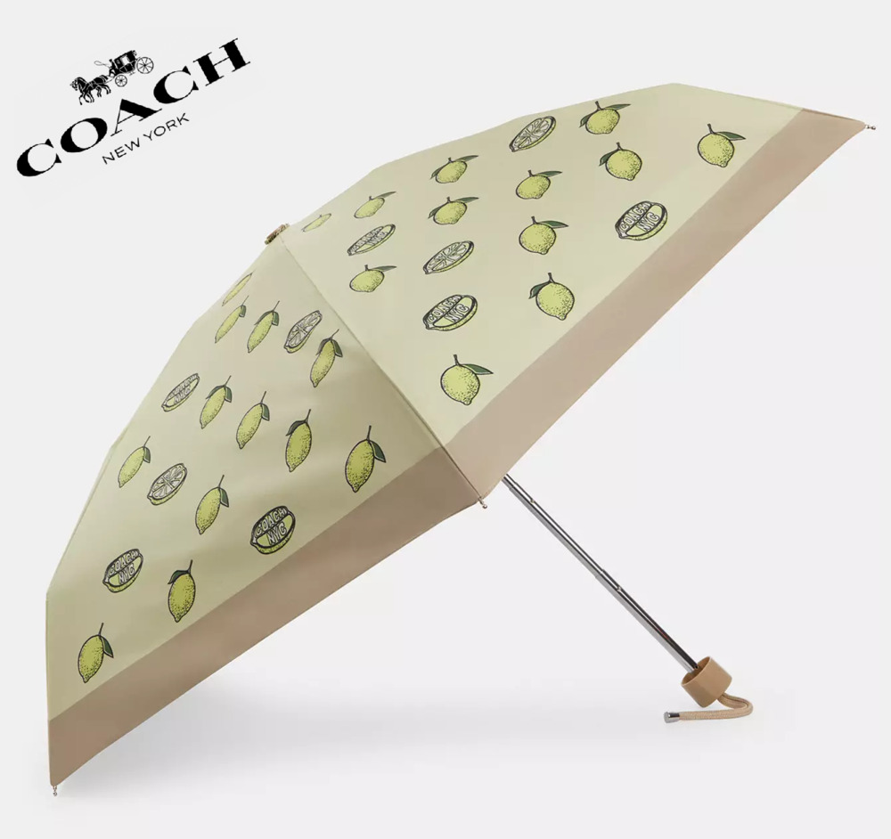 ❤️🍋Coach Uv Protection Mini Umbrella With Lemon Print
